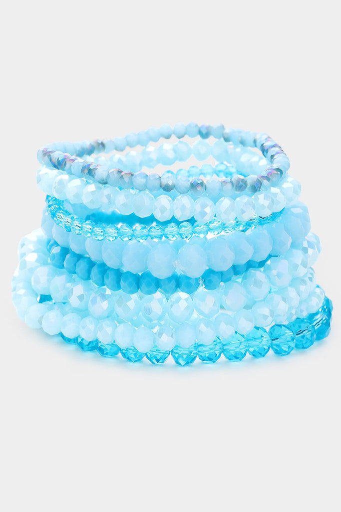 Aqua Blue Beaded Bracelet Set