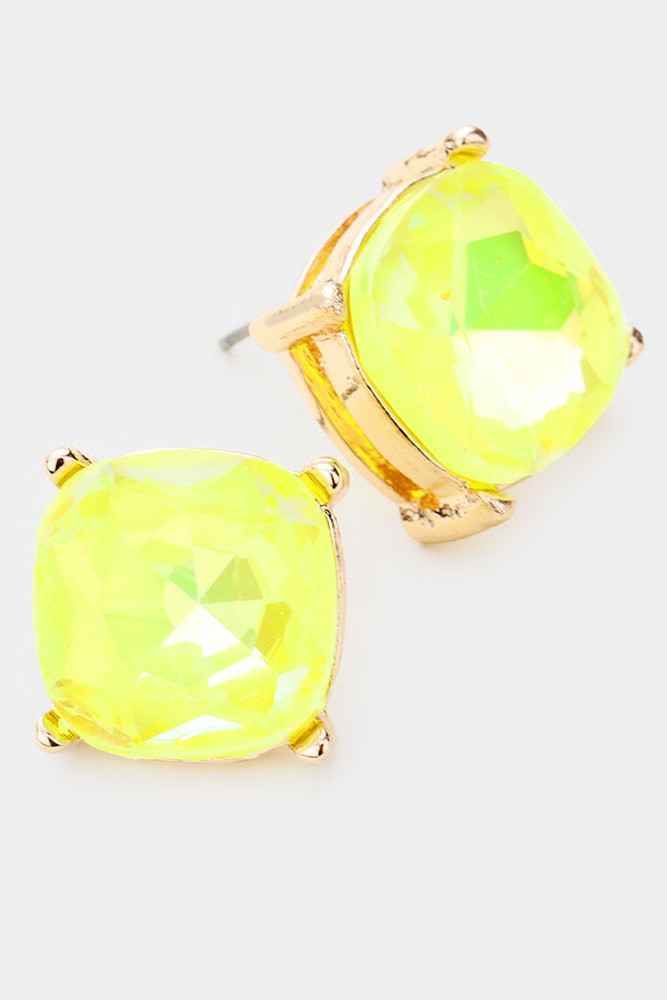 Lemon Yellow Crystal Stud Earrings