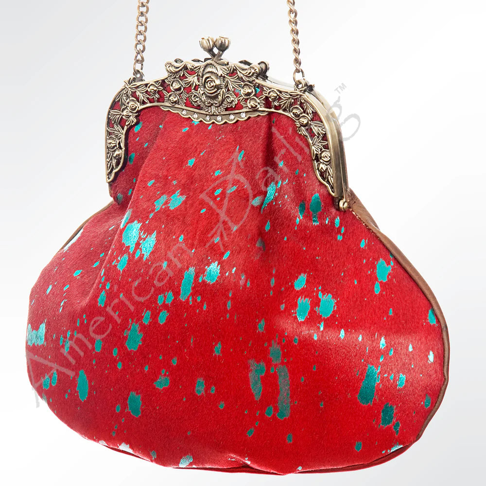 Red & Teal Acid Wash Antique Purse