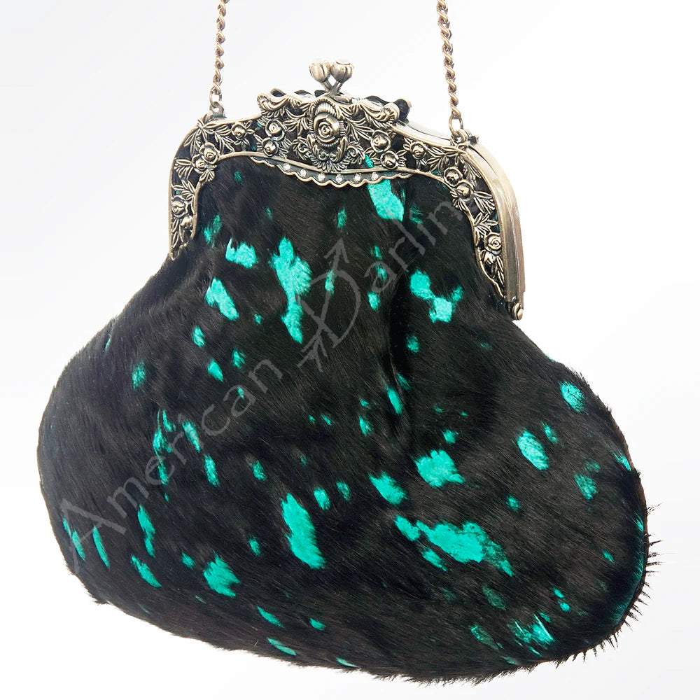 Black & Deep Teal Acid Wash Antique Western Purse