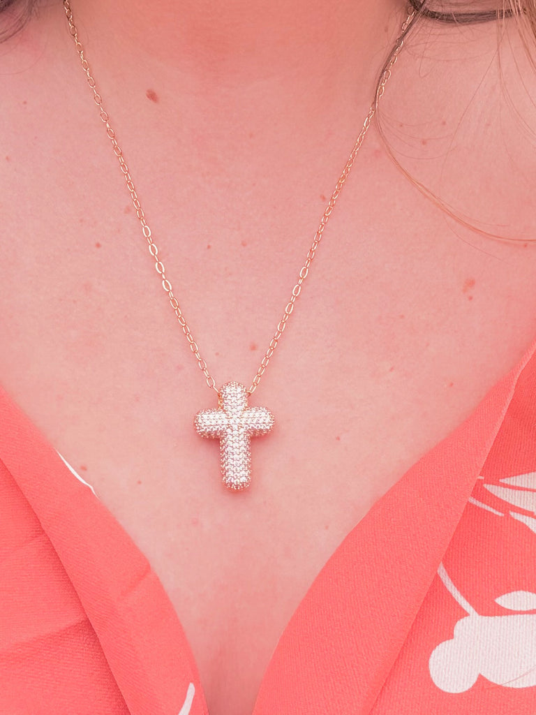 Faithful Glow Gold Cross Necklace