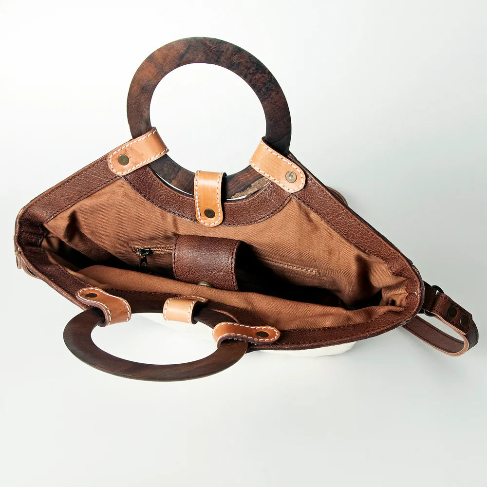 Rustic Rodeo Hide and Leather Handled Purse Tote