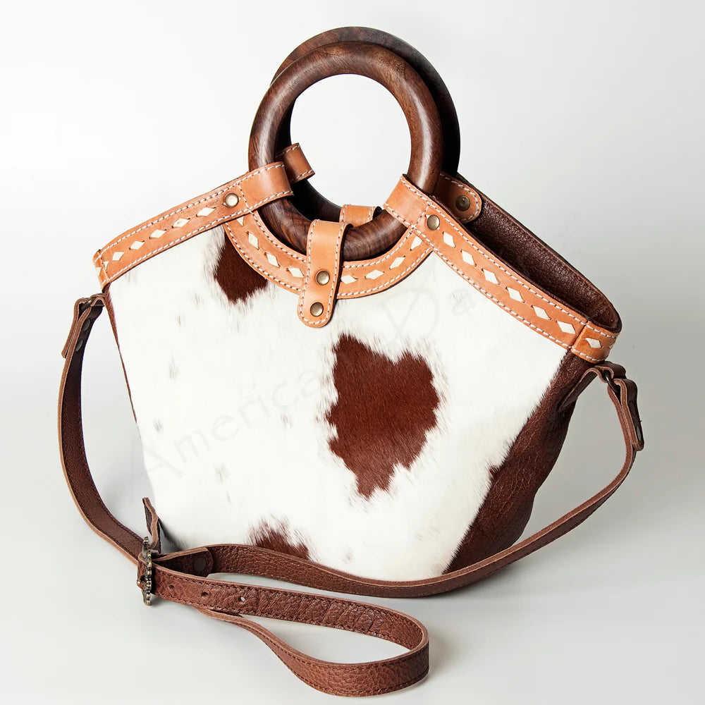 Rustic Rodeo Hide and Leather Handled Purse Tote