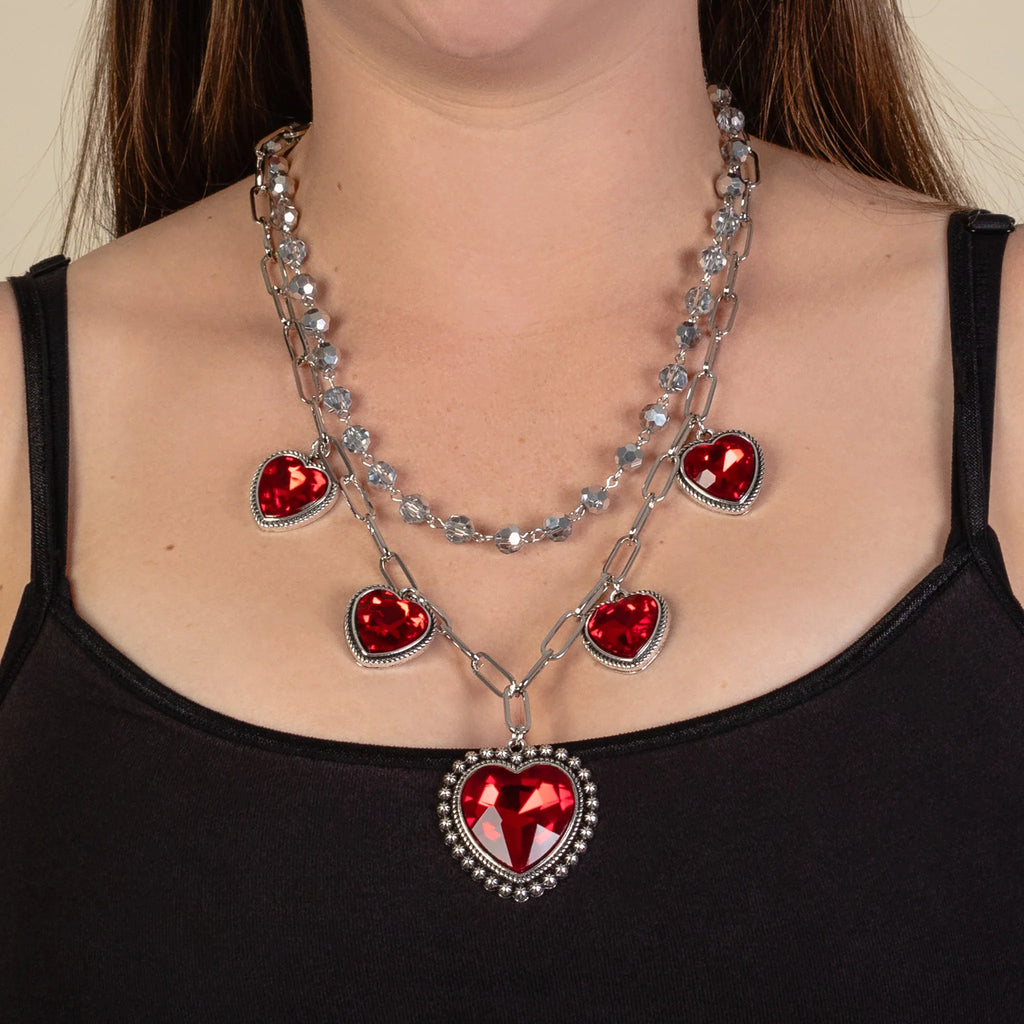 So Lucky in Love Ruby Heart Necklace