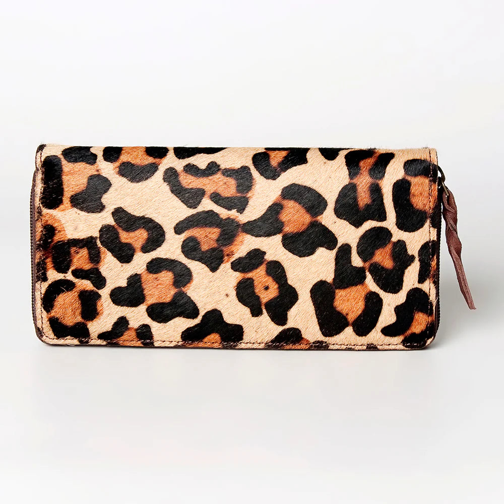 Floral Leopard Tamed Hair on Hide Wallet