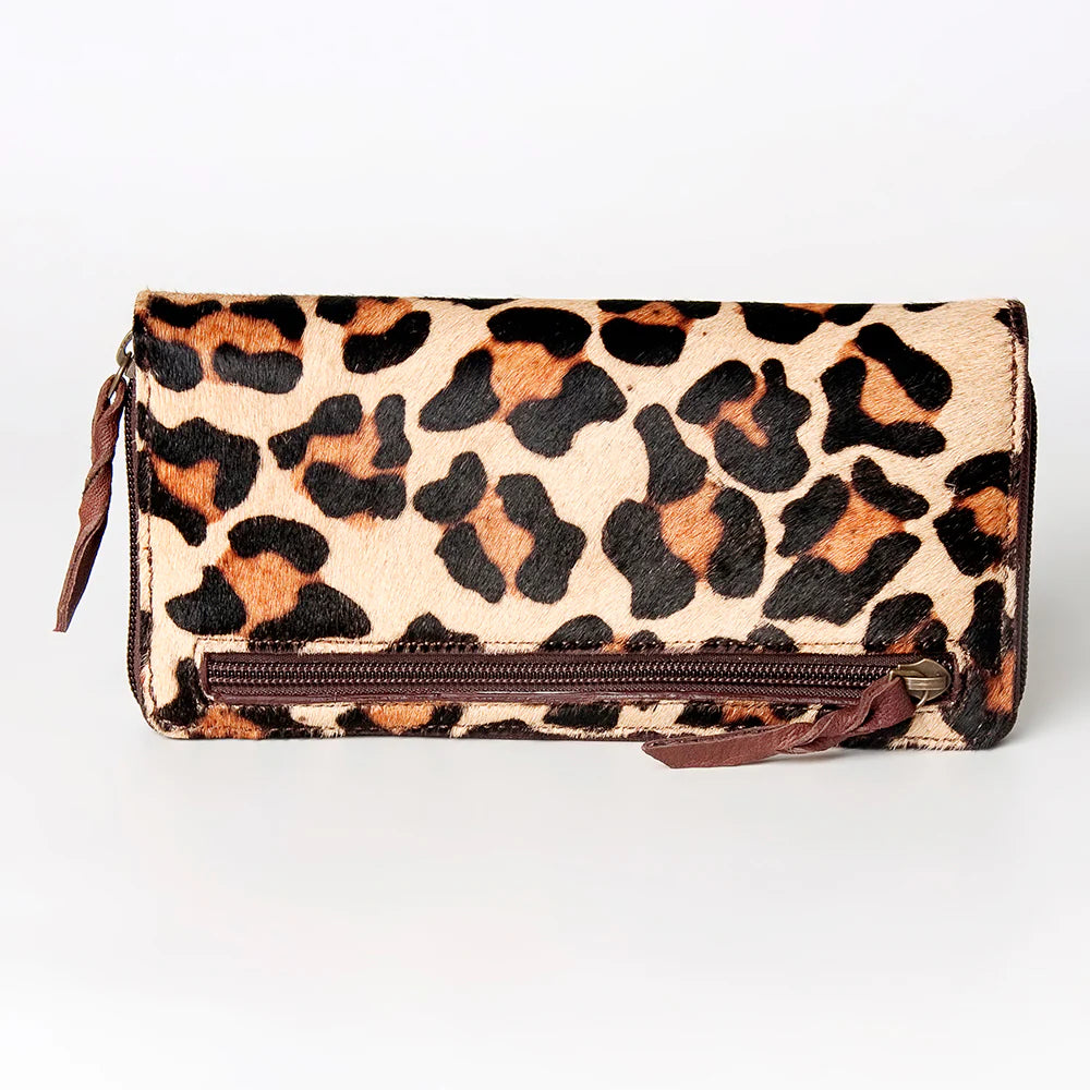 Floral Leopard Tamed Hair on Hide Wallet