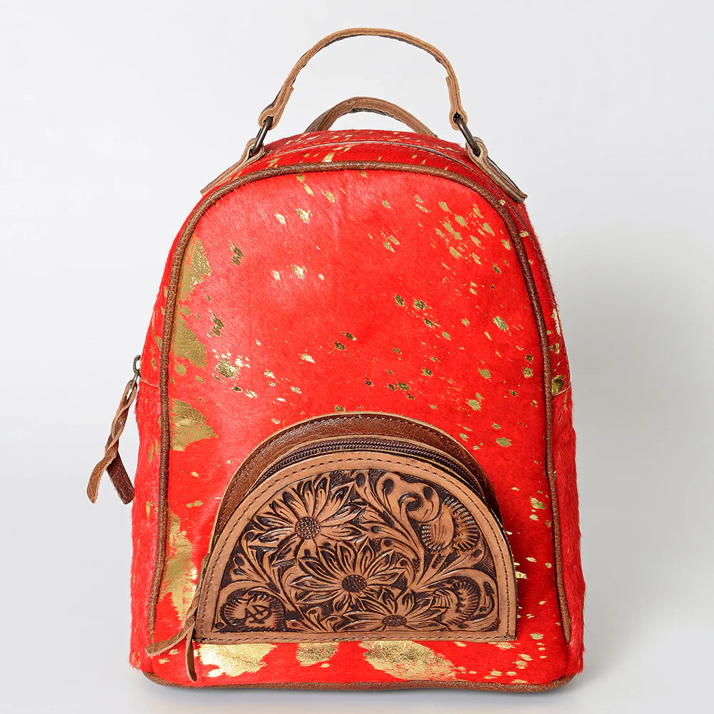 Bright Burning Acid Wash Hide and Leather Backpack Purse