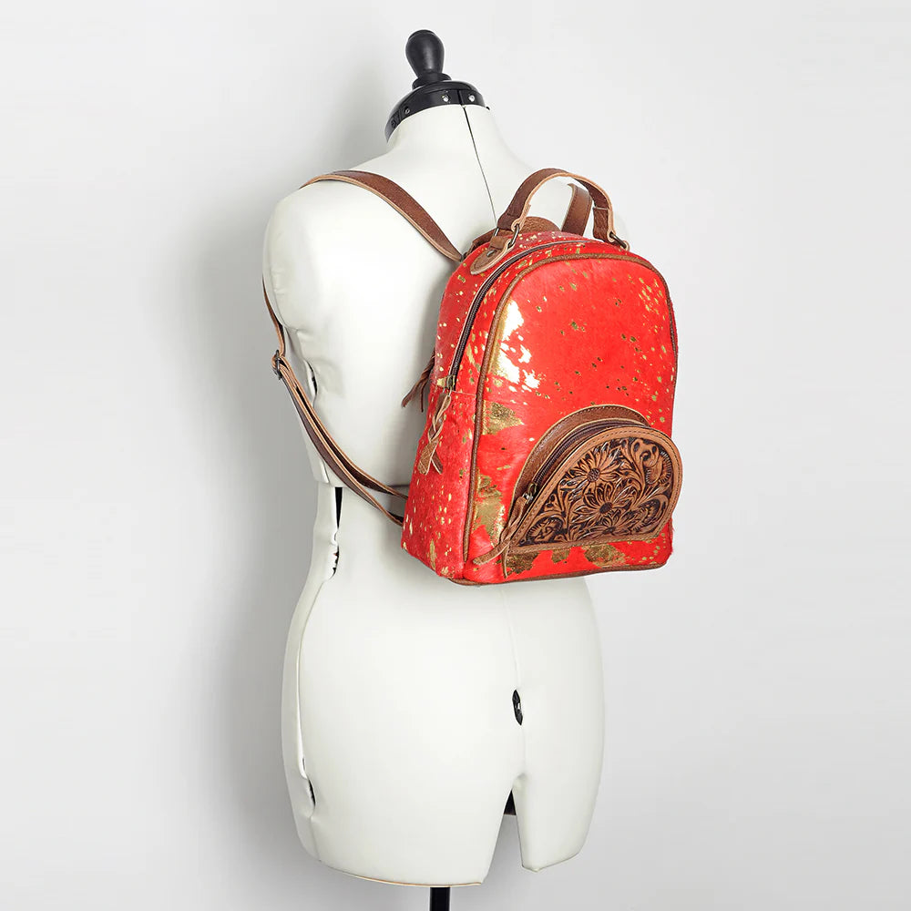 Bright Burning Acid Wash Hide and Leather Backpack Purse