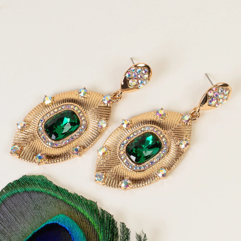 Antique Emerald Gold Pendant Earrings