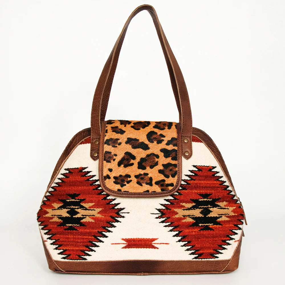 Western Revival Leopard & Aztec Hide and Leather Purse