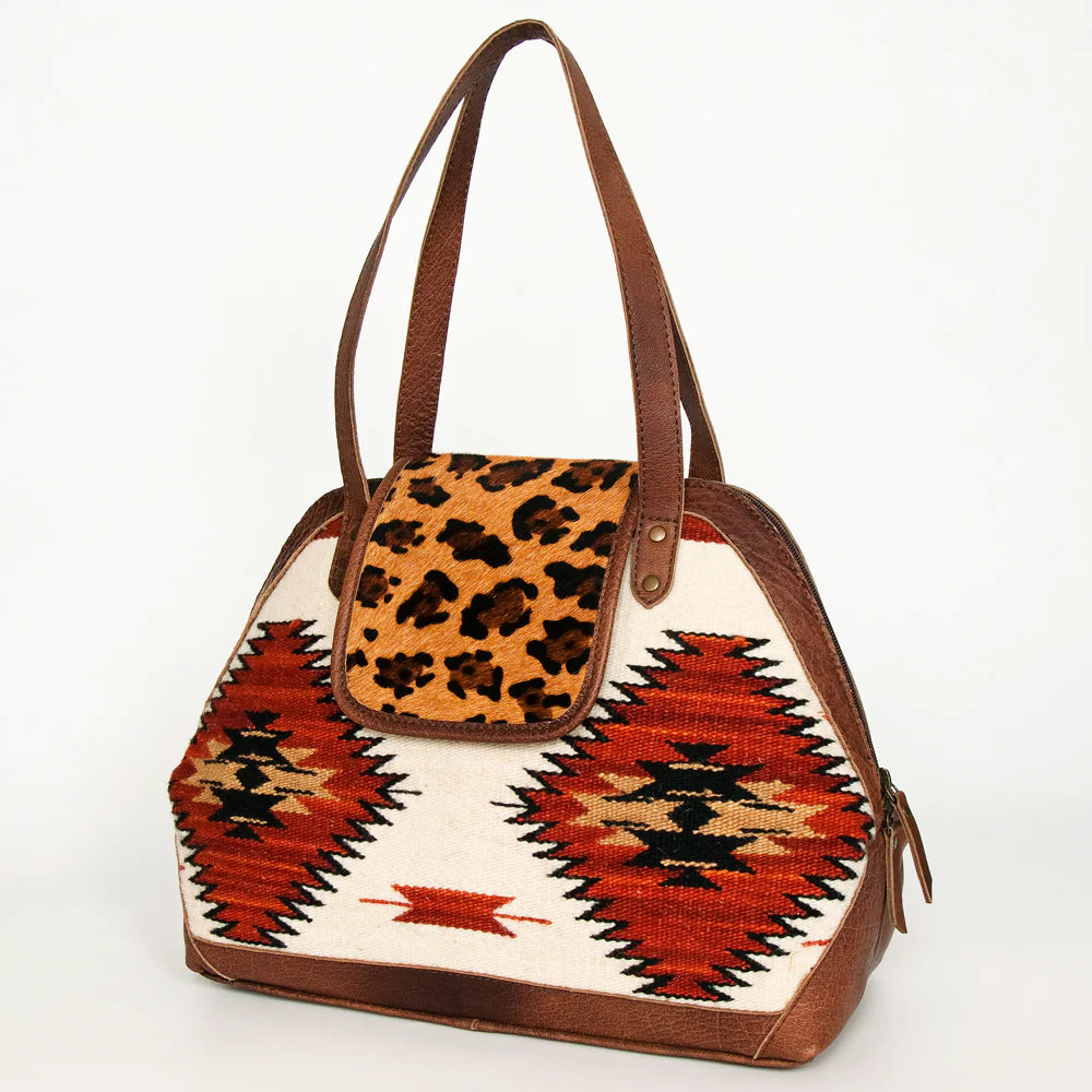 Western Revival Leopard & Aztec Hide and Leather Purse