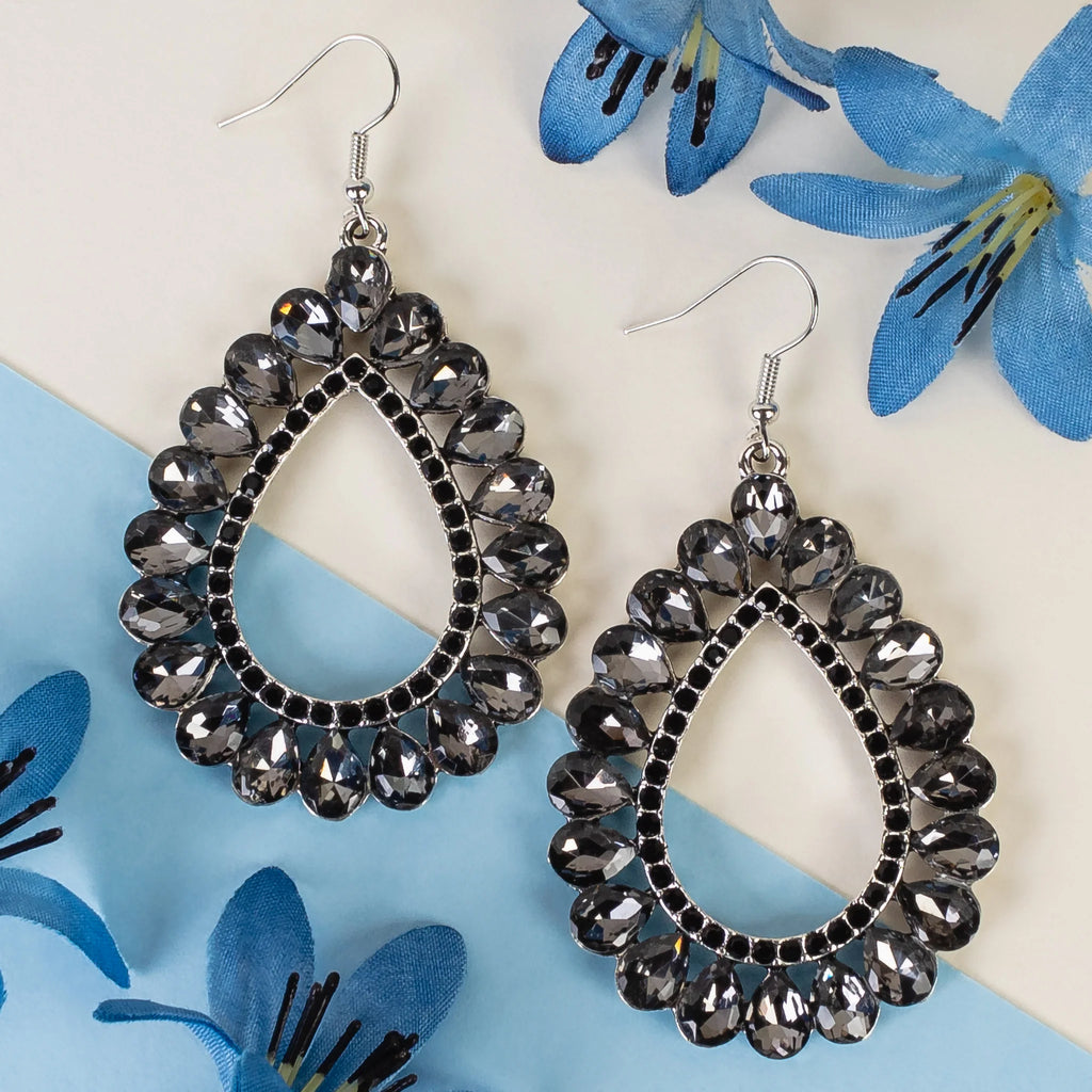 Classy Crystal Reign Earrings - Black