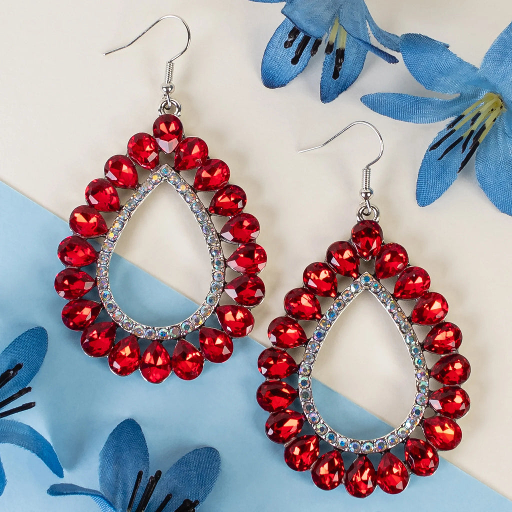 Classy Crystal Reign Earrings - Red