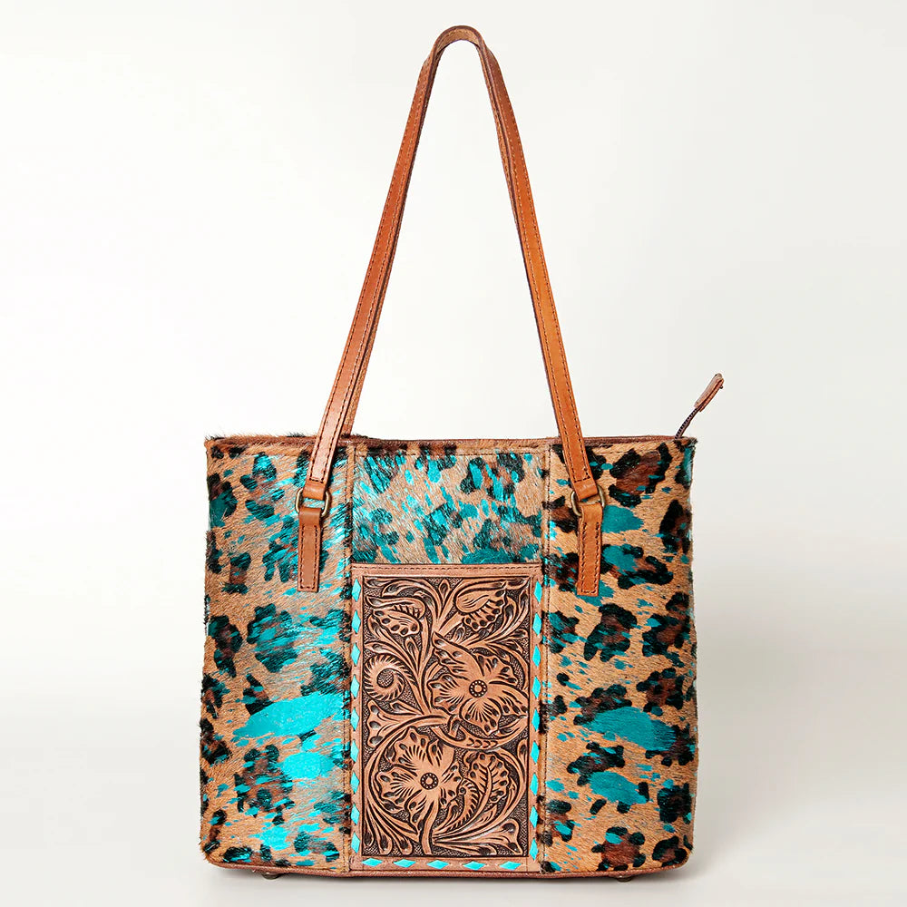 Cheetahlicios Teal Acid Hide & Leather Tote Bag