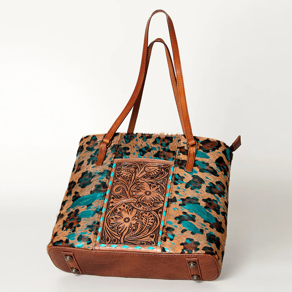 Cheetahlicios Teal Acid Hide & Leather Tote Bag