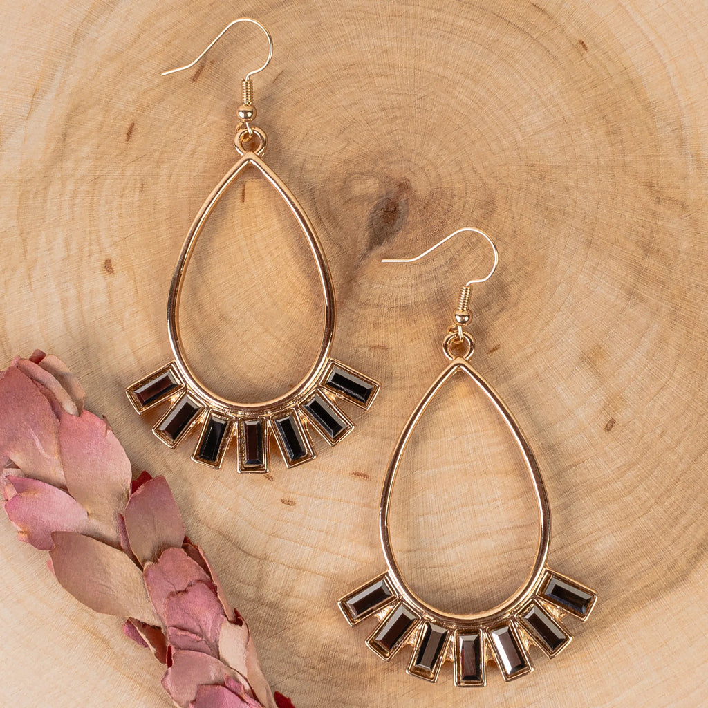 Thriving & Edgy Crystal Earrings - Black