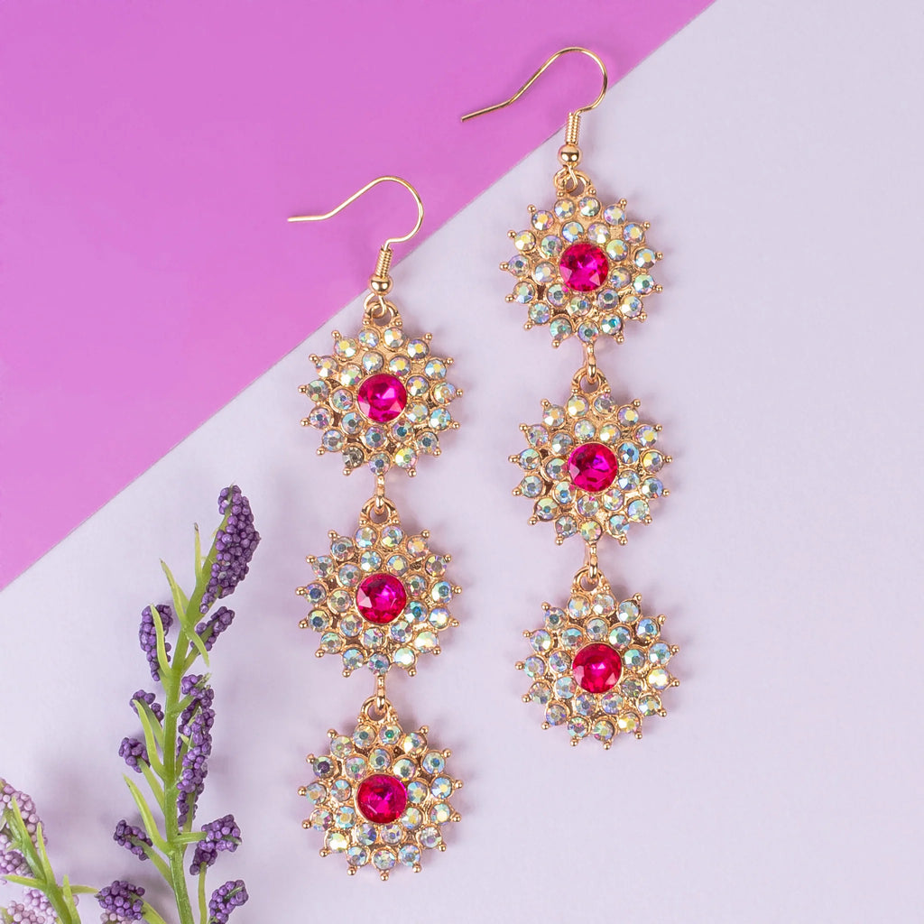 Petal Spark Earrings- Fuchsia
