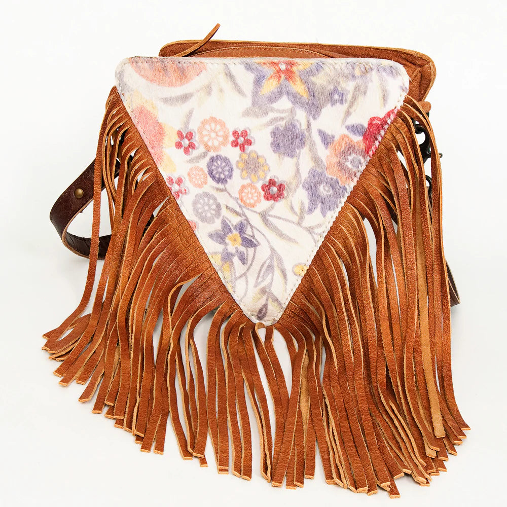 Love Triangle Florals and Leather Crossbody Purse