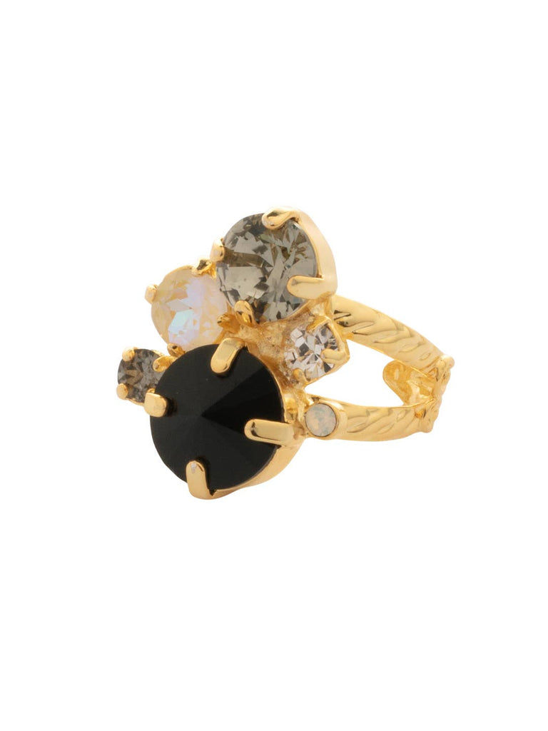 Crystal Assorted Rounds Stacked Ring - RDB11BGSNI: Black