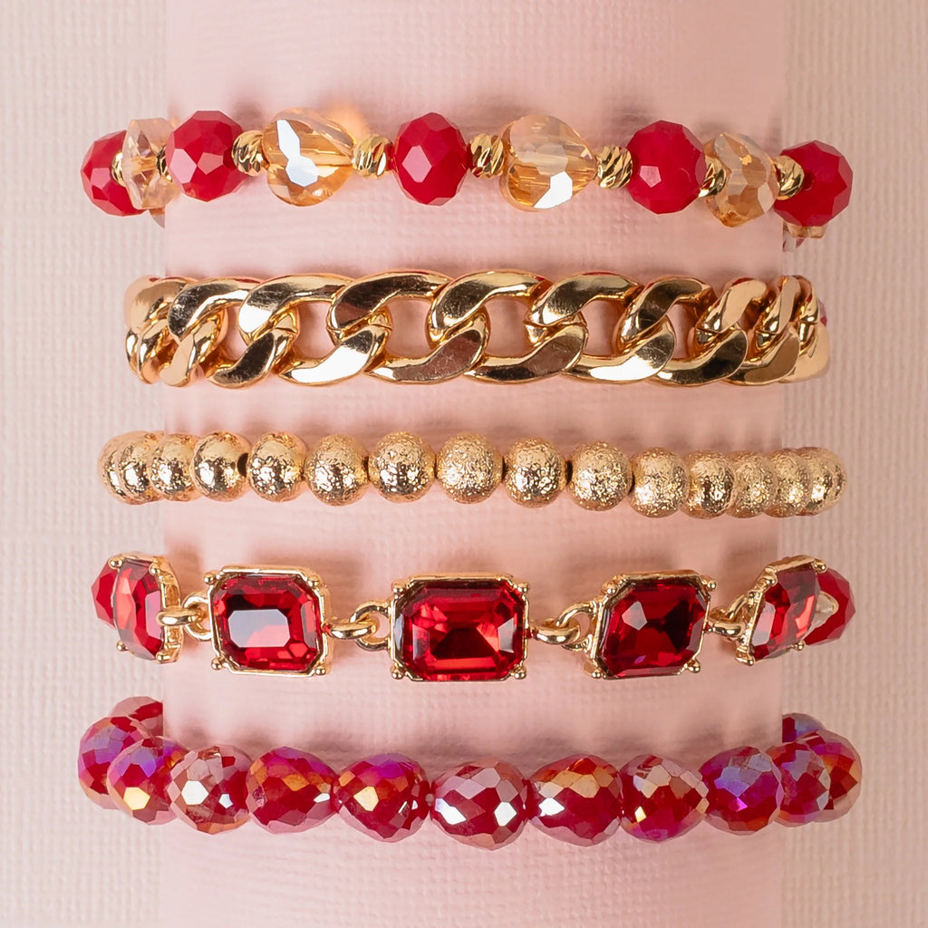 Ruby Rich Accents Bracelet Stack