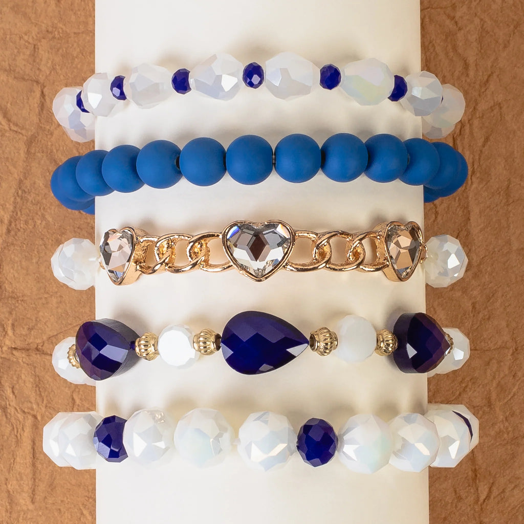 Royal Blue Game Day Bracelet Stack