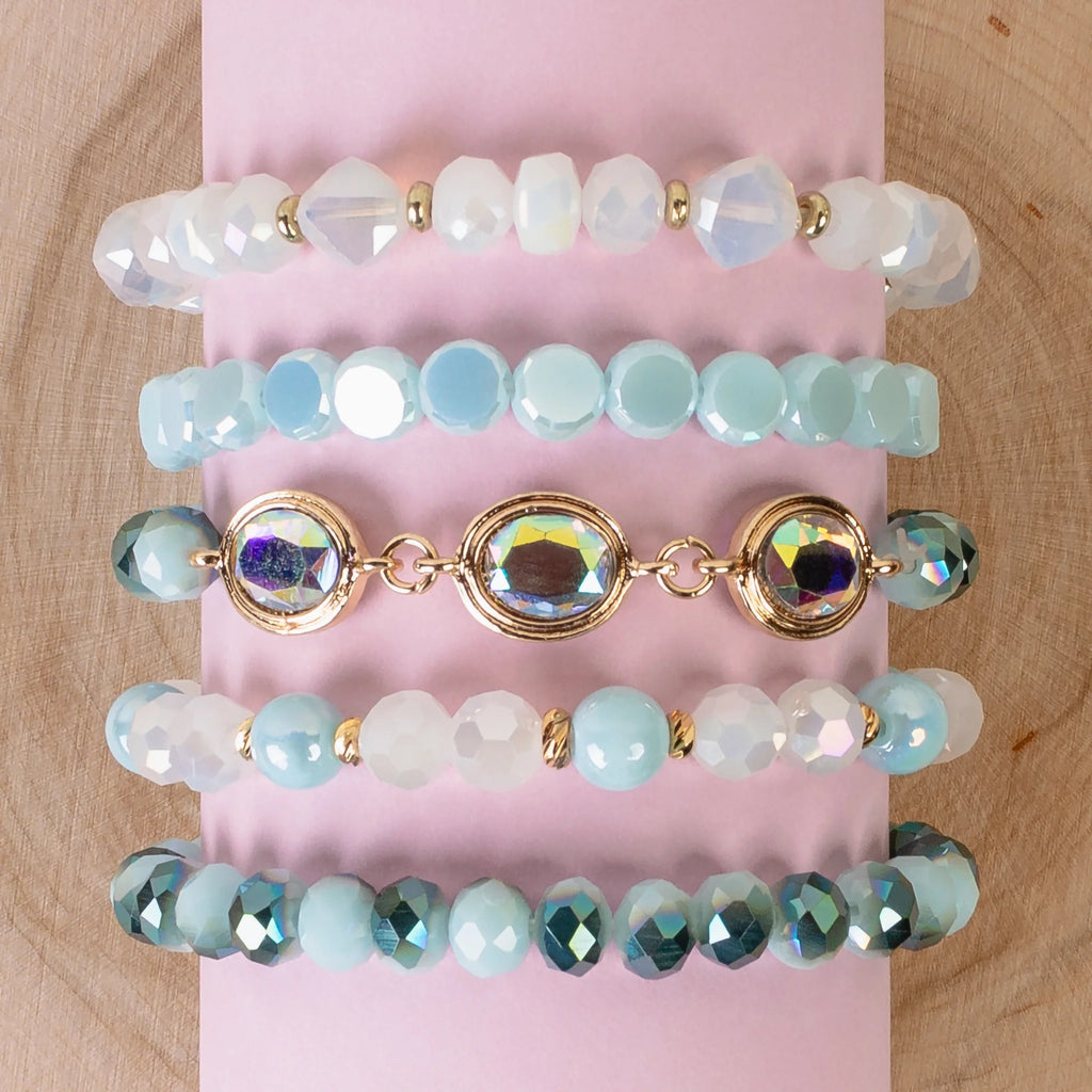 Ice Blue Shimmer Bracelet Stack