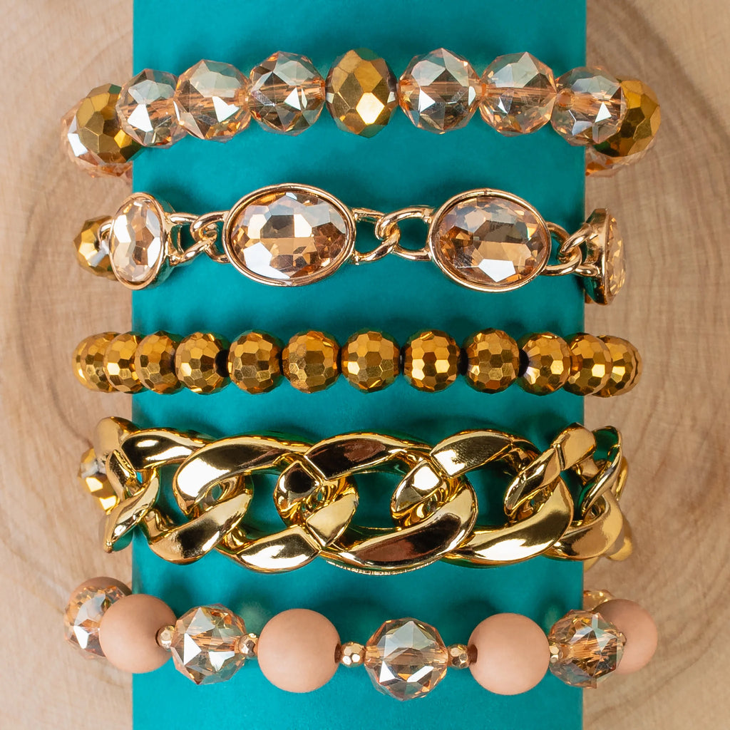 Chained Down Gold Bracelet Stack