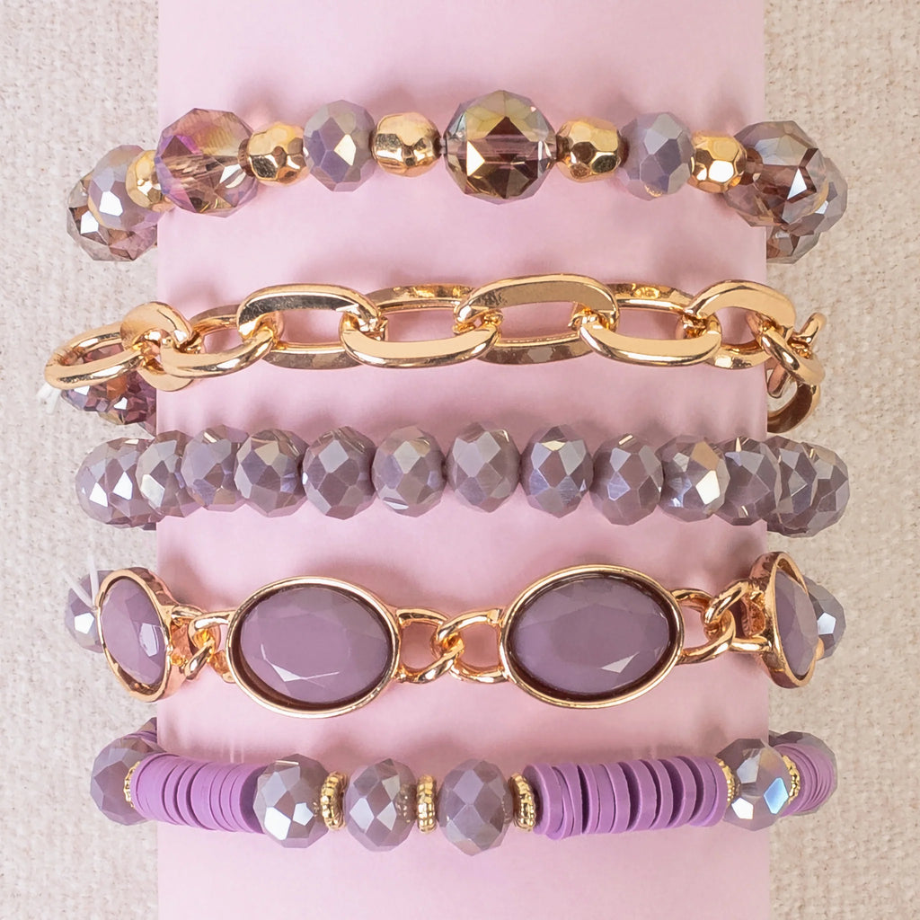 Lavender Luxe Crystal Stacked Bracelet Set