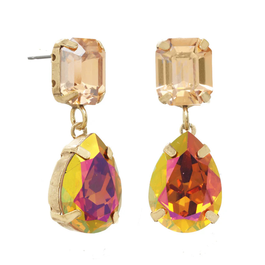 Oriana Swarovski Stud Earrings - Citrus Brandy