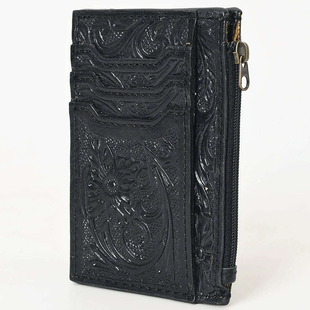 1506A - Black Tooled Leather Card Holder/Wallet