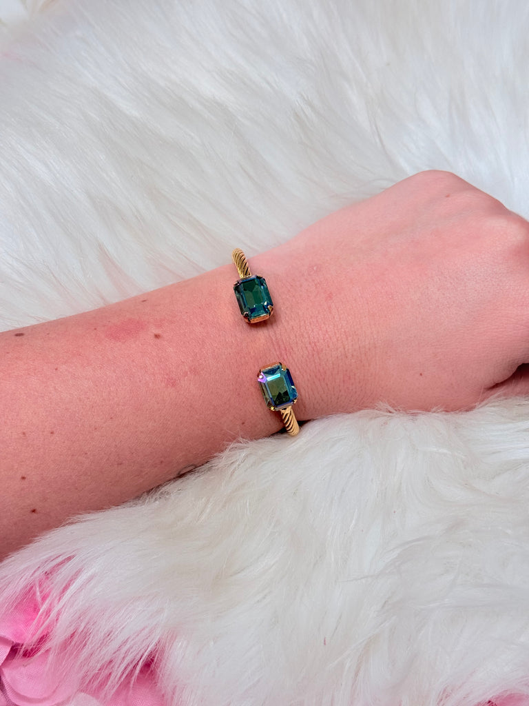 Charlotte Cuff In Rectangle Cut - Aqua Verde