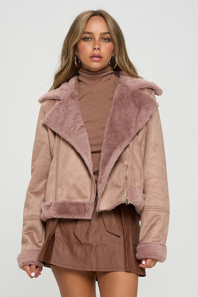Not Your Grandmothers Old Money Moto Jacket- Dusty Pink