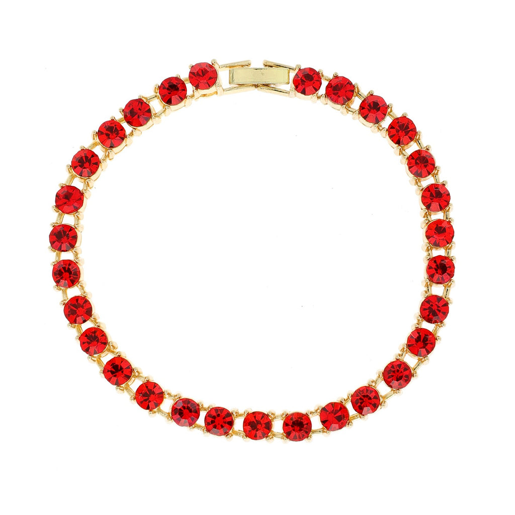 Luxe Sparkle Statement Bracelet- Red