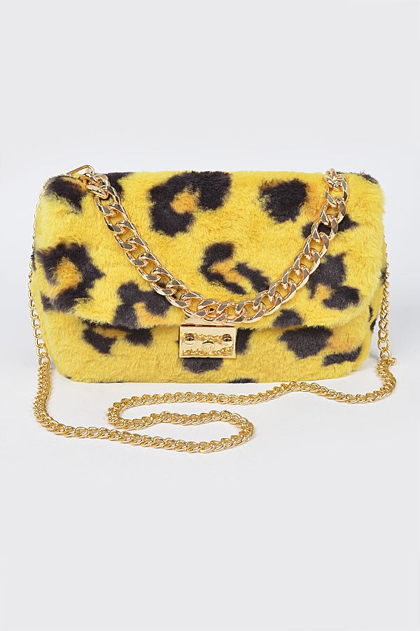 Wild Luxe Leopard Shoulder Bag - YELLOW