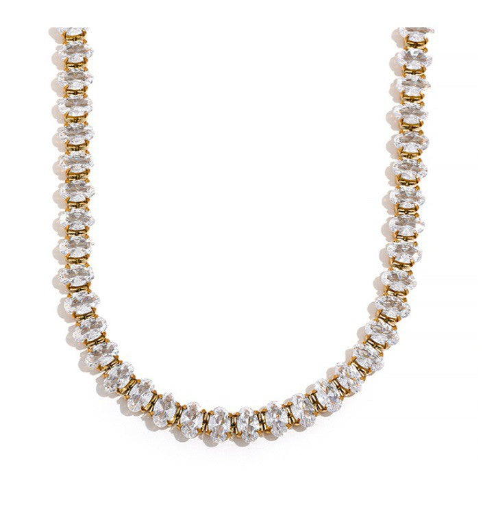 Gold Simply Rounded 18K Cubic Tennis Necklace