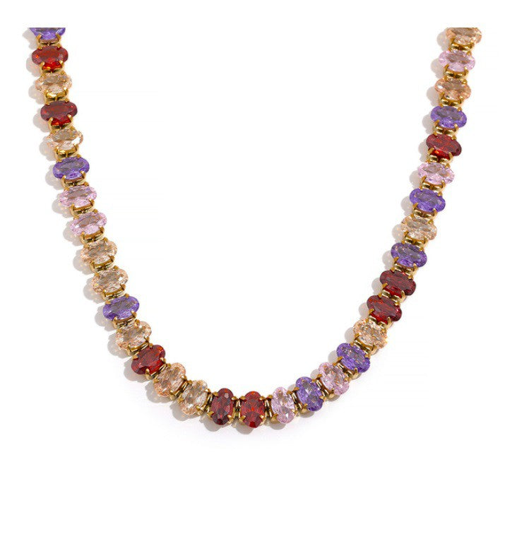 Fall Berry Simply Rounded 18K Cubic Tennis Necklace