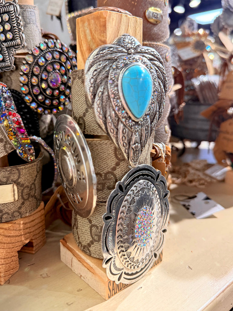 Silver Concho Embellished Upcycled Gucci Cuff