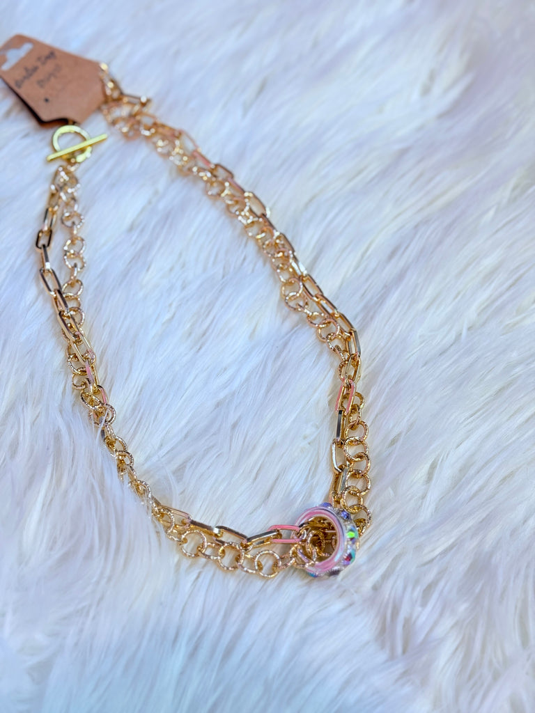 AB Crown Gold Chain Necklace