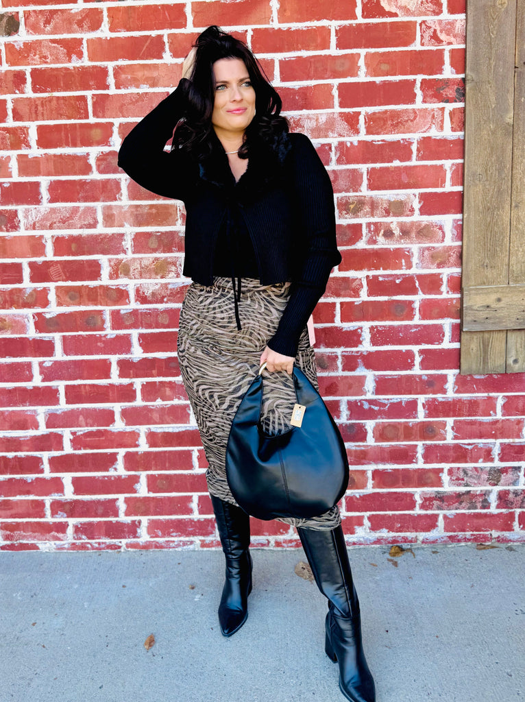 Wild Rush Zebra Midi Skirt