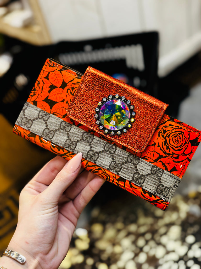 Orange Roses Leather Wallet