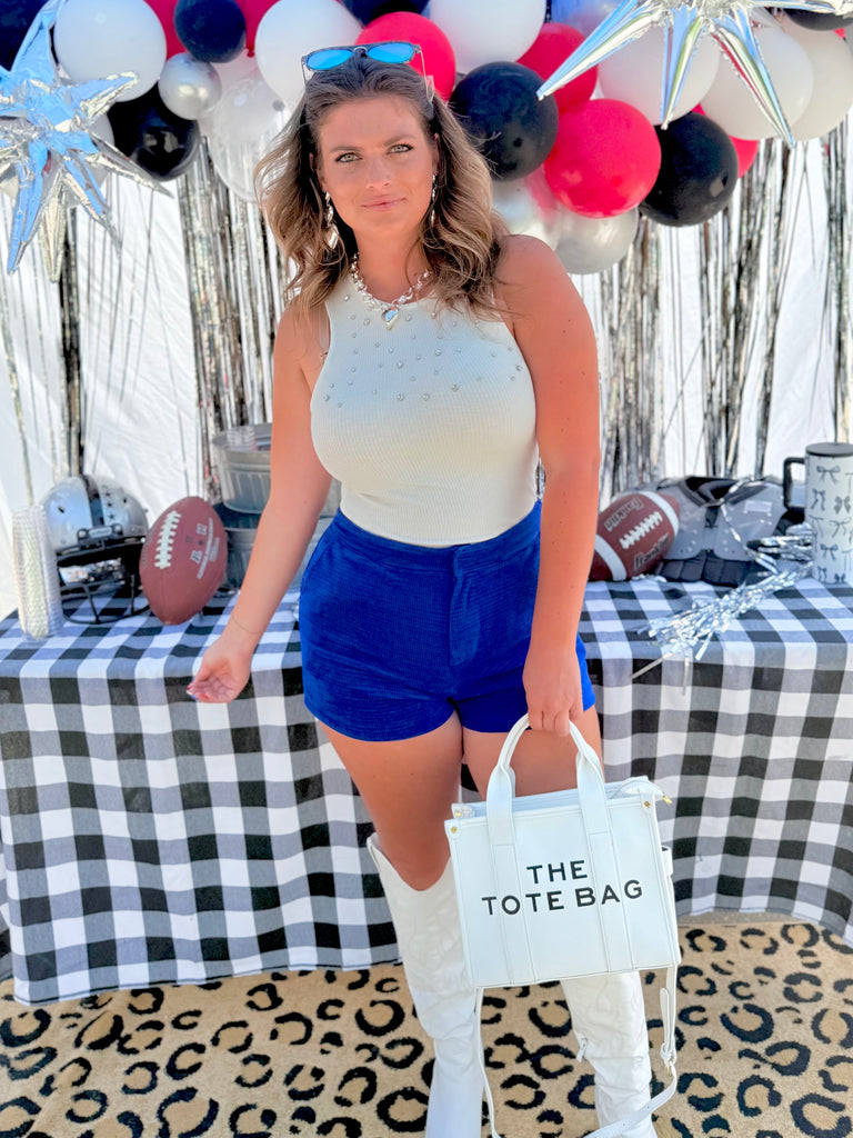 Rich Royal High Waisted Corduroy Shorts