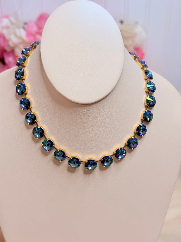 Glimmer Ice Blue Champagne Sofia Swarovski Necklace