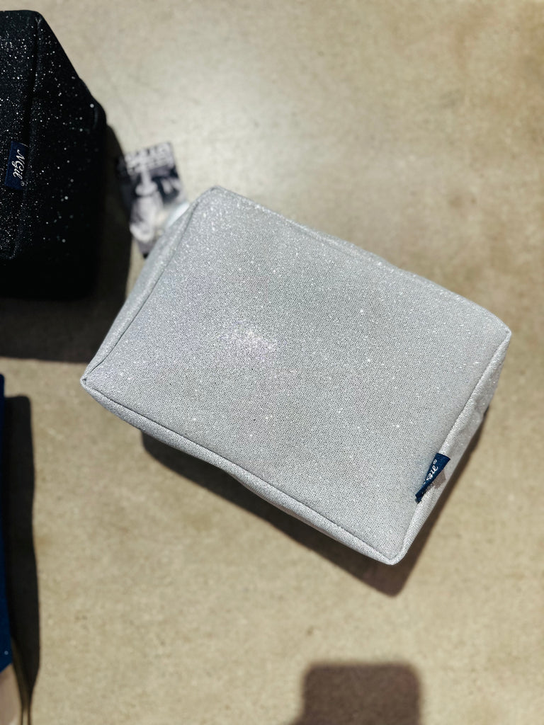 Silver Glitter Cosmetic Bag