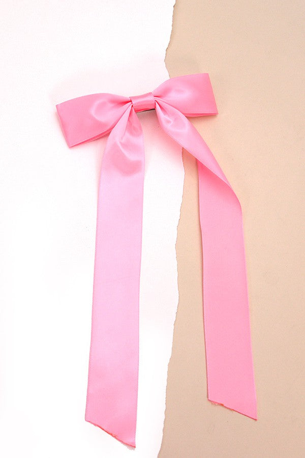 Satin Silky Hair Bow Lace Hair Clip-Pink
