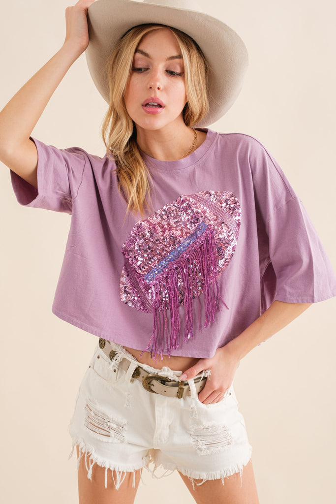 Purple Sequin Game Day Top