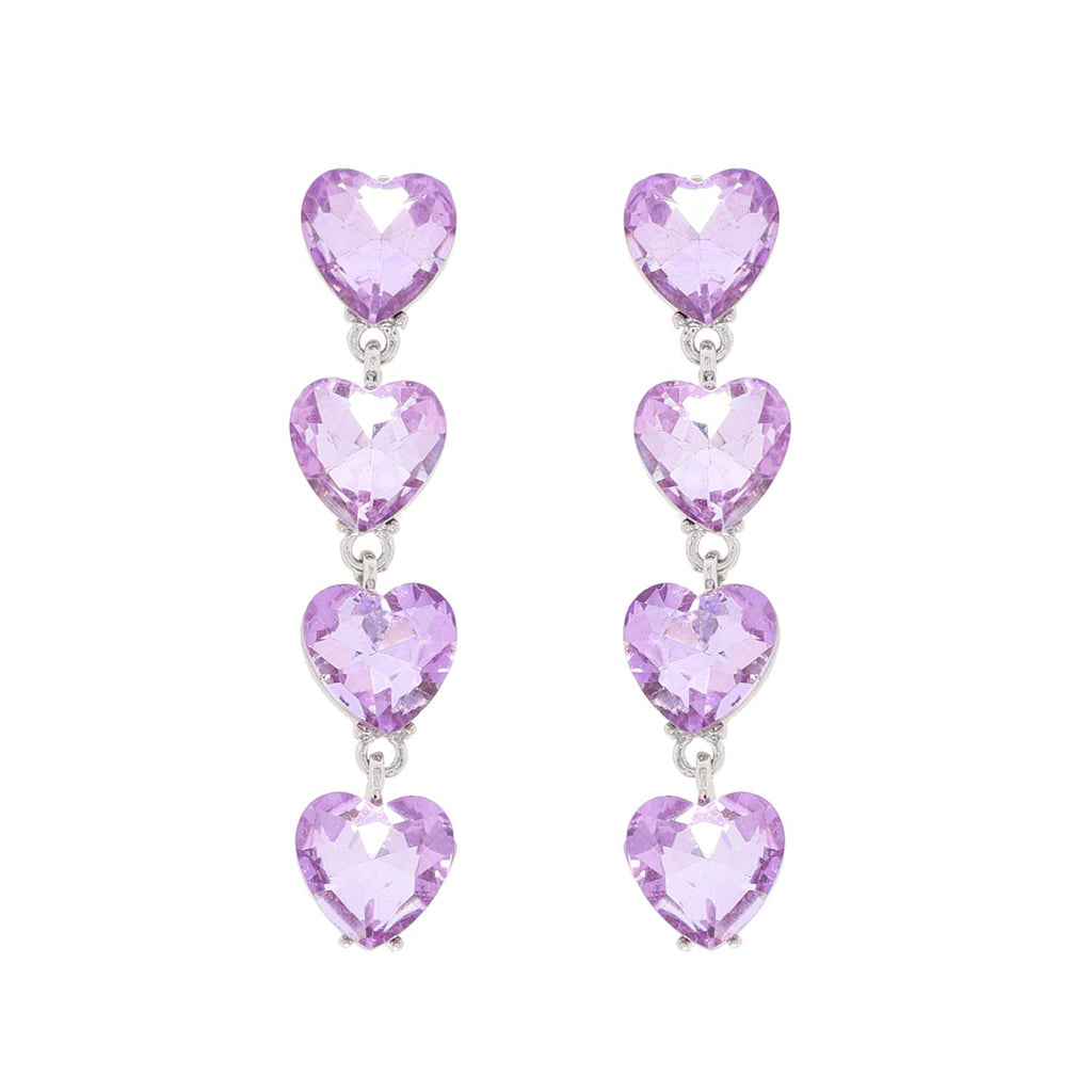 Lavender Sparkling Hearts Crystal Earrings