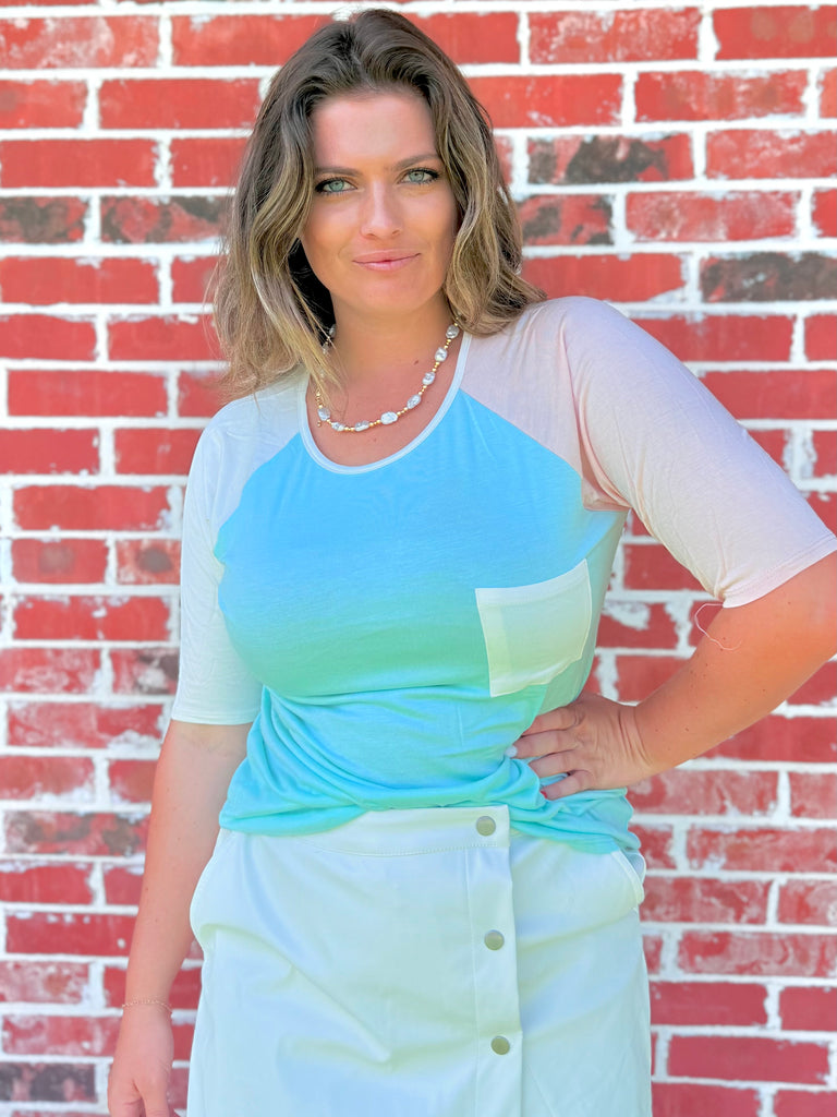 Mint Sunshine Stroll Color Block Top