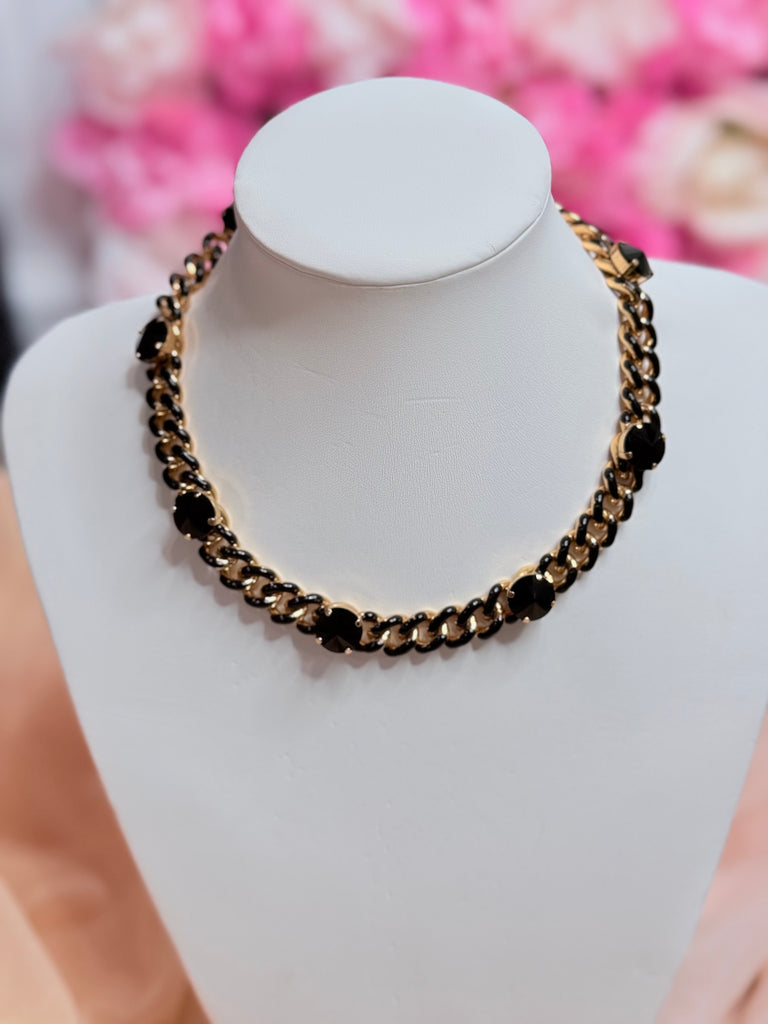 Zeus Golden Black Swarovski Necklace