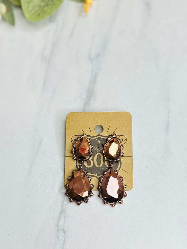 Chocolate Copper Crystal Earrings