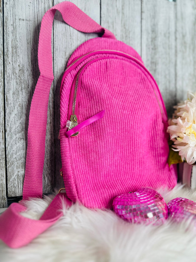 Canvas Corduroy Barbie Pink Backpack/Purse